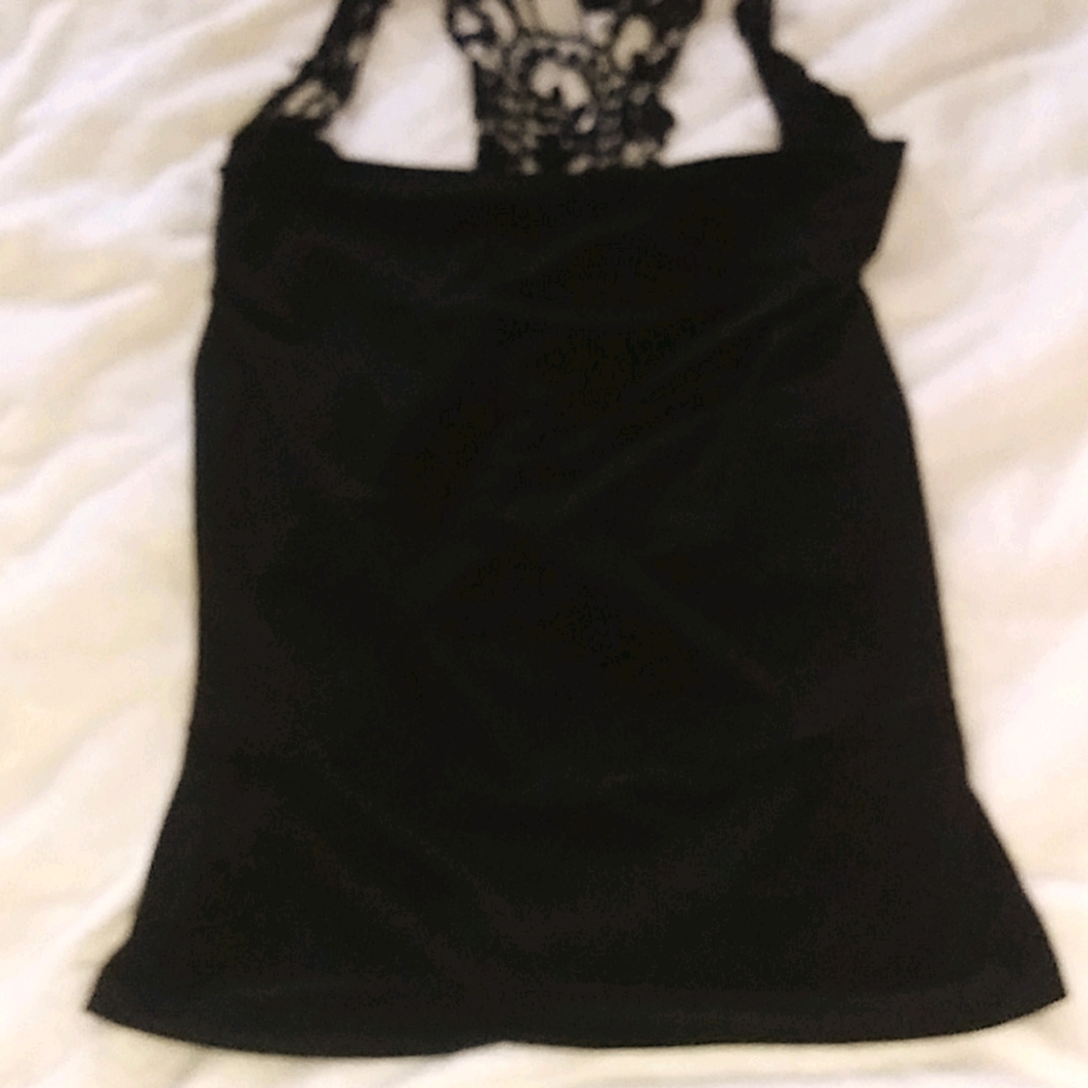 Black with black lace top